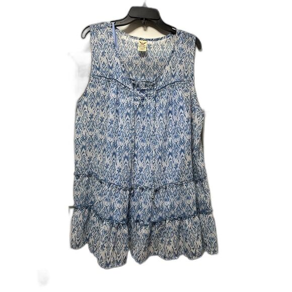 Faded Glory Blue White Chiffon Ruffle Tank 2-Piece (632) - Picture 1 of 5
